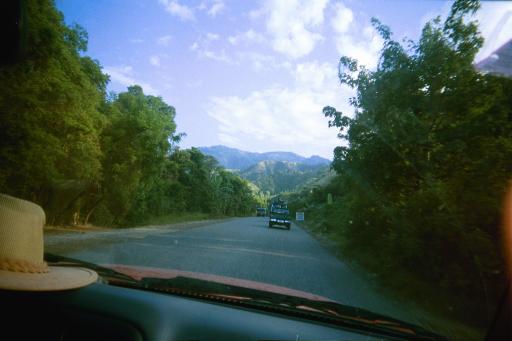 driving through the countryside