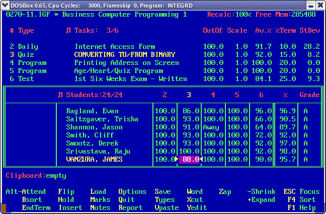 InteGrade on DOSBox